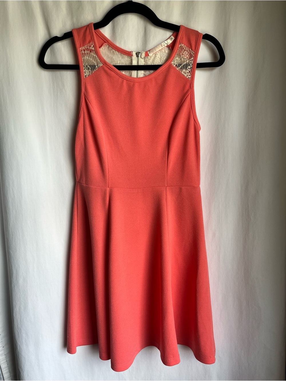 Have Coral Lace-Detail Fit & Flare Mini Dress